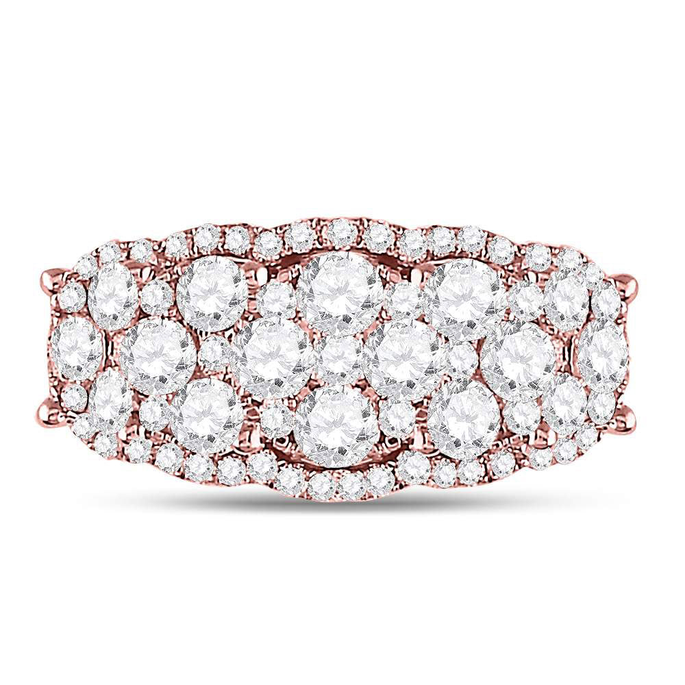 14kt Rose Gold Womens Round Diamond Vintage-inspired Fashion Ring 2.00 Cttw 7 Daisy Joyeria