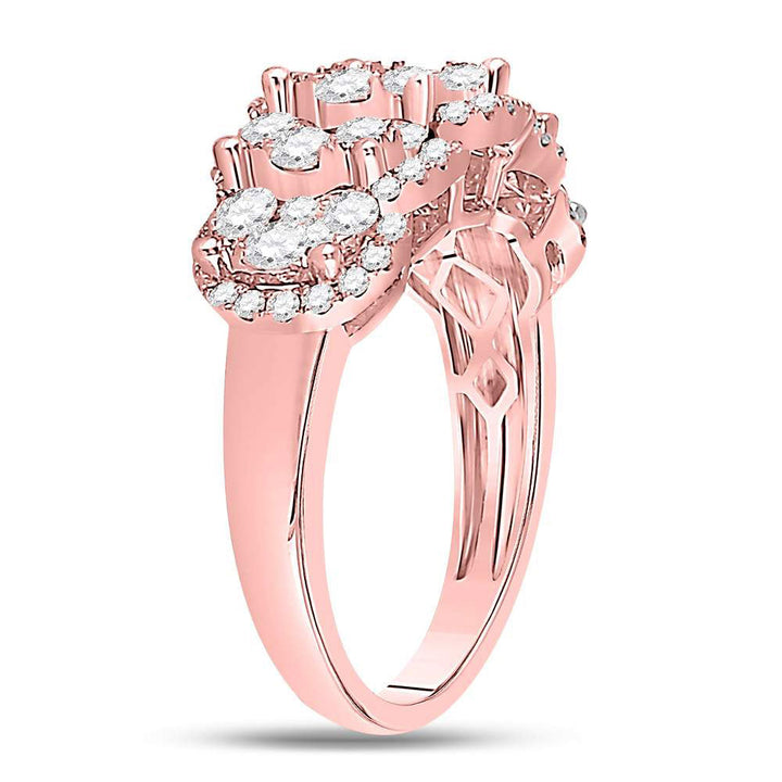 14kt Rose Gold Womens Round Diamond Vintage-inspired Fashion Ring 2.00 Cttw 7 Daisy Joyeria
