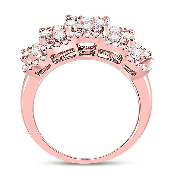 14kt Rose Gold Womens Round Diamond Vintage-inspired Fashion Ring 2.00 Cttw 7 Daisy Joyeria