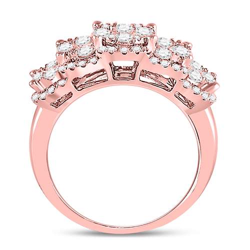 14kt Rose Gold Womens Round Diamond Vintage-inspired Fashion Ring 2.00 Cttw 7 Daisy Joyeria