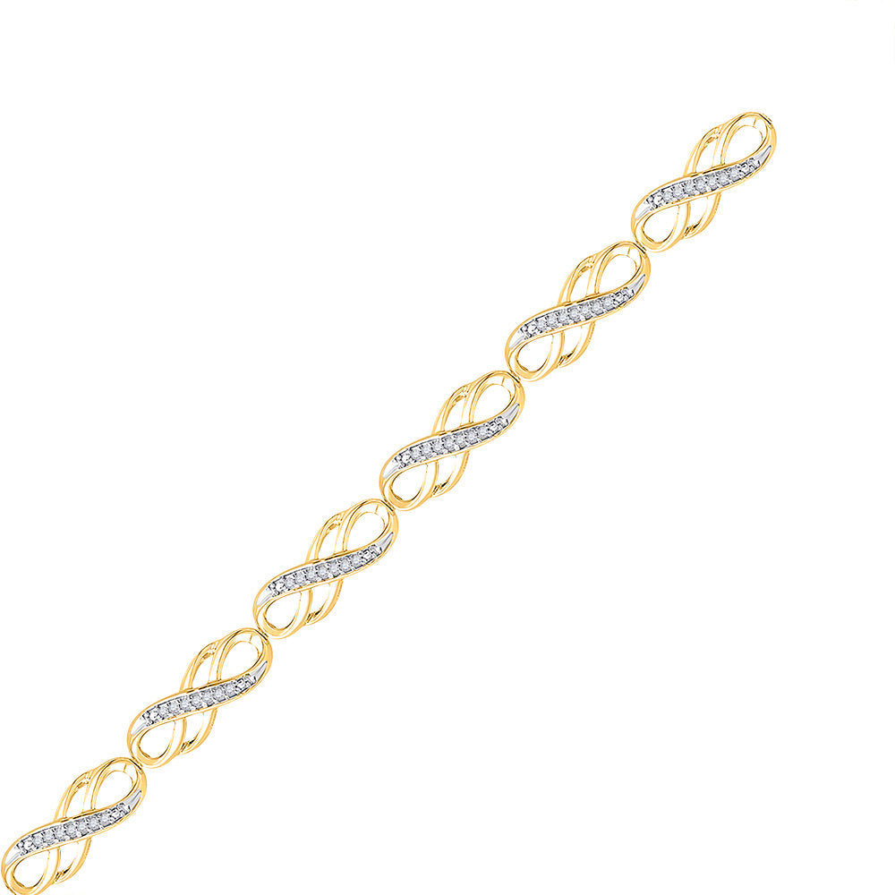 10kt Yellow Gold Womens Round Diamond Infinity Bracelet 1/4 Cttw Daisy Joyeria