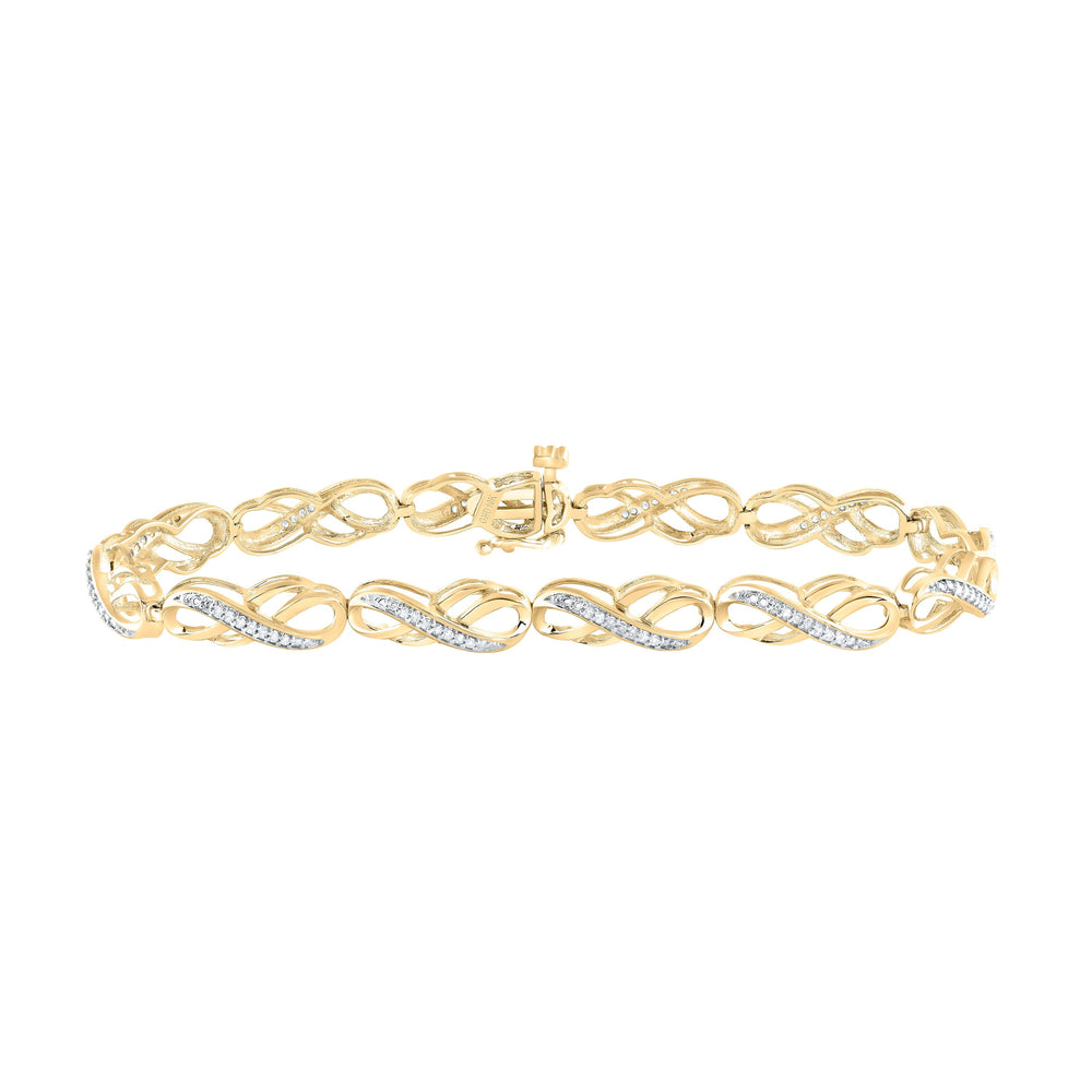 10kt Yellow Gold Womens Round Diamond Infinity Bracelet 1/4 Cttw Daisy Joyeria