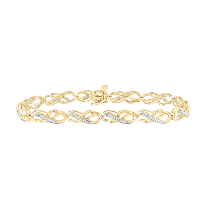 10kt Yellow Gold Womens Round Diamond Infinity Bracelet 1/4 Cttw Daisy Joyeria
