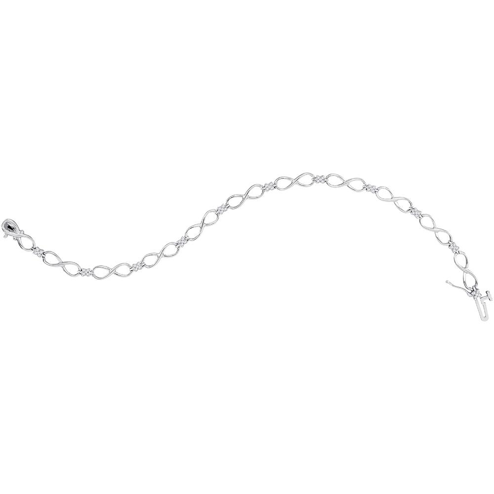 10kt White Gold Womens Round Diamond Fashion Bracelet 1/4 Cttw Daisy Joyeria