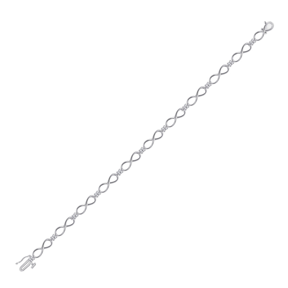 10kt White Gold Womens Round Diamond Fashion Bracelet 1/4 Cttw Daisy Joyeria