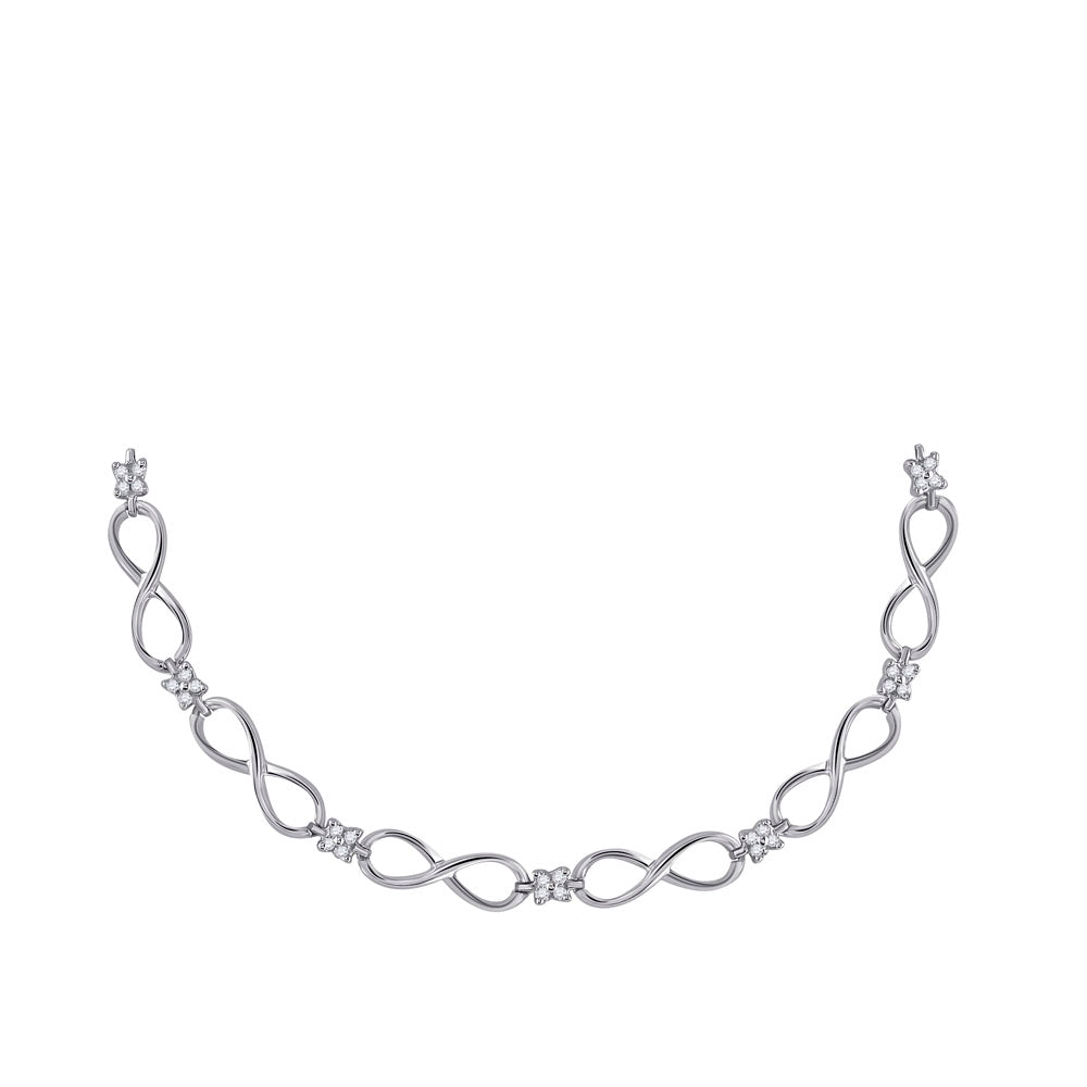 10kt White Gold Womens Round Diamond Fashion Bracelet 1/4 Cttw Daisy Joyeria