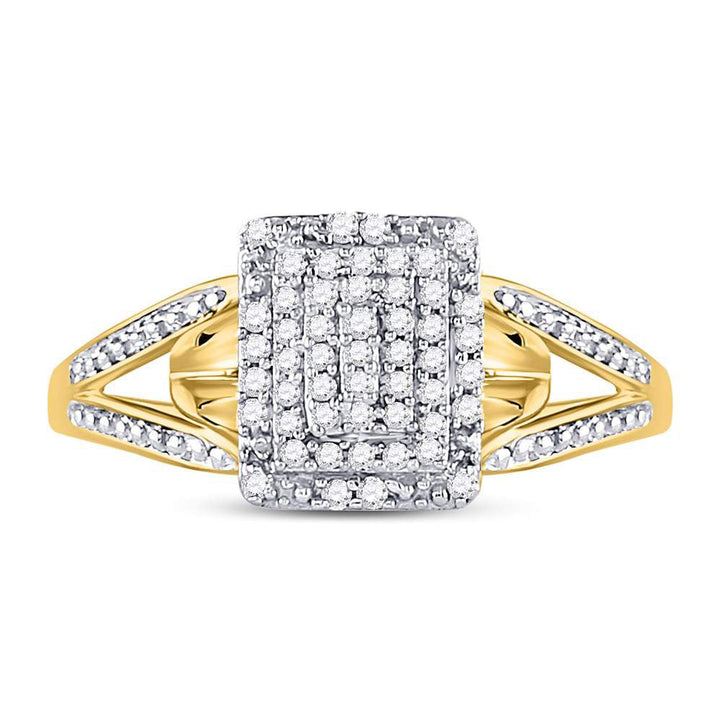 10kt Yellow Gold Womens Round Diamond Cluster Split-shank Ring 1/5 Cttw 7 Daisy Joyeria