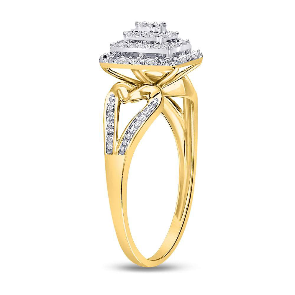 10kt Yellow Gold Womens Round Diamond Cluster Split-shank Ring 1/5 Cttw 7 Daisy Joyeria