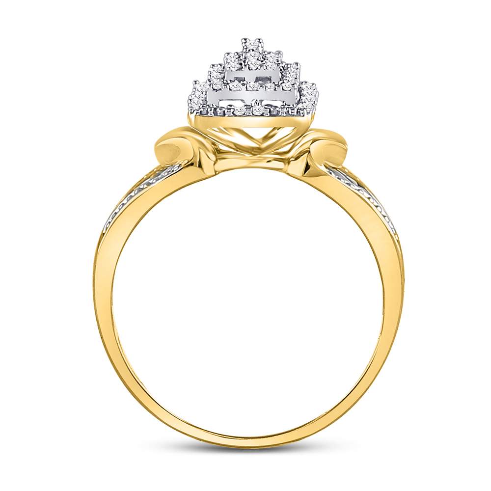 10kt Yellow Gold Womens Round Diamond Cluster Split-shank Ring 1/5 Cttw 7 Daisy Joyeria