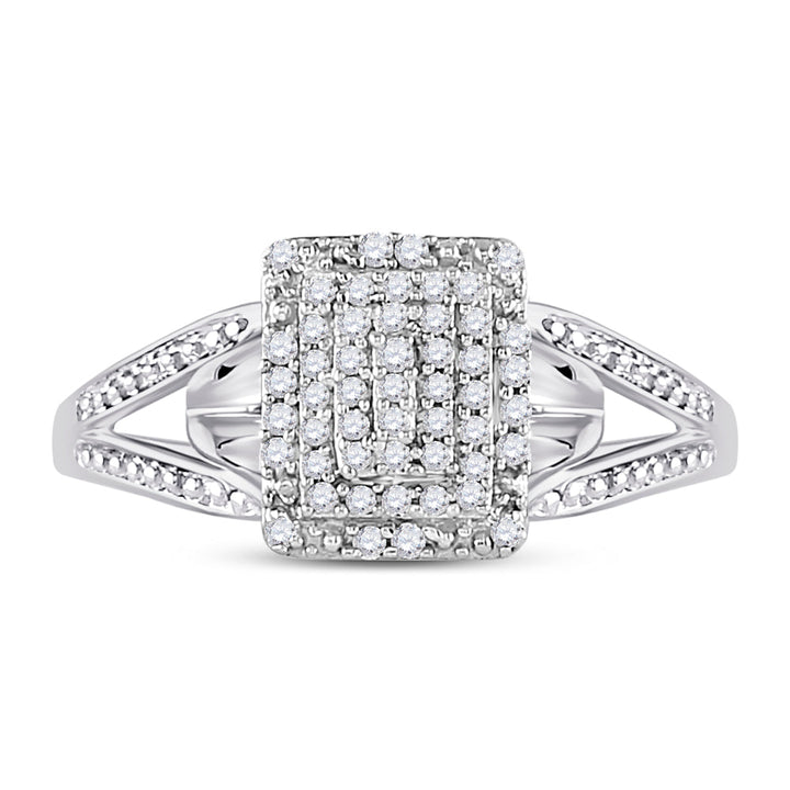 10kt White Gold Womens Round Diamond Cluster Split-shank Ring 1/5 Cttw 7 Daisy Joyeria