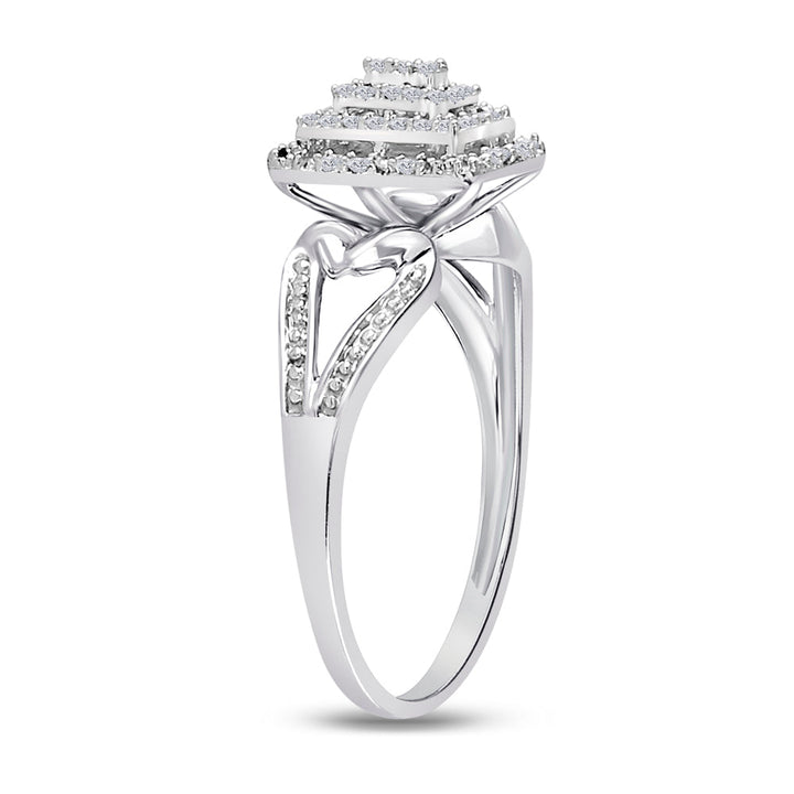 10kt White Gold Womens Round Diamond Cluster Split-shank Ring 1/5 Cttw 7 Daisy Joyeria