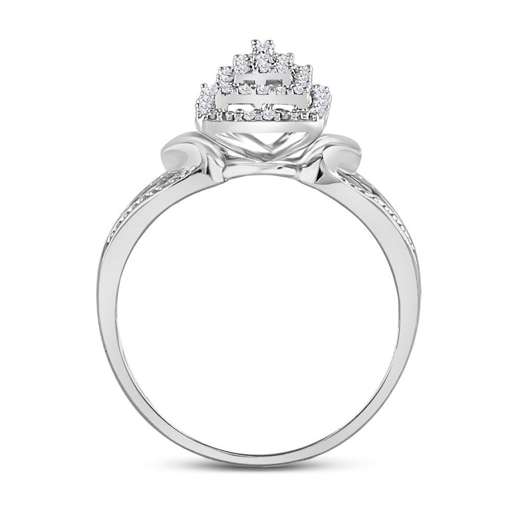 10kt White Gold Womens Round Diamond Cluster Split-shank Ring 1/5 Cttw 7 Daisy Joyeria