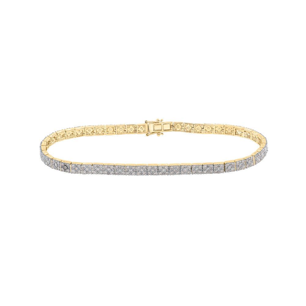 10kt Yellow Gold Mens Round Diamond Link Solitaire Bracelet 4-3/4 Cttw Daisy Joyeria