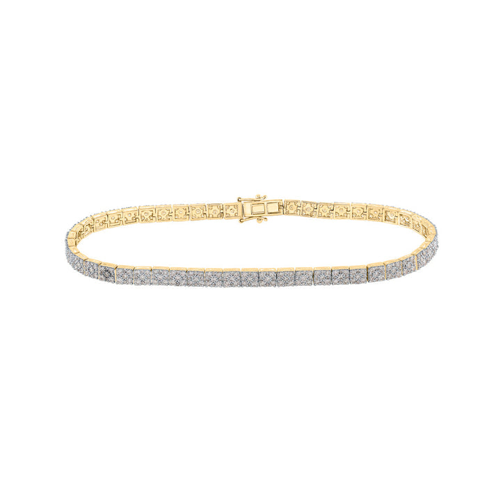10kt Yellow Gold Mens Round Diamond Link Solitaire Bracelet 4-3/4 Cttw Daisy Joyeria