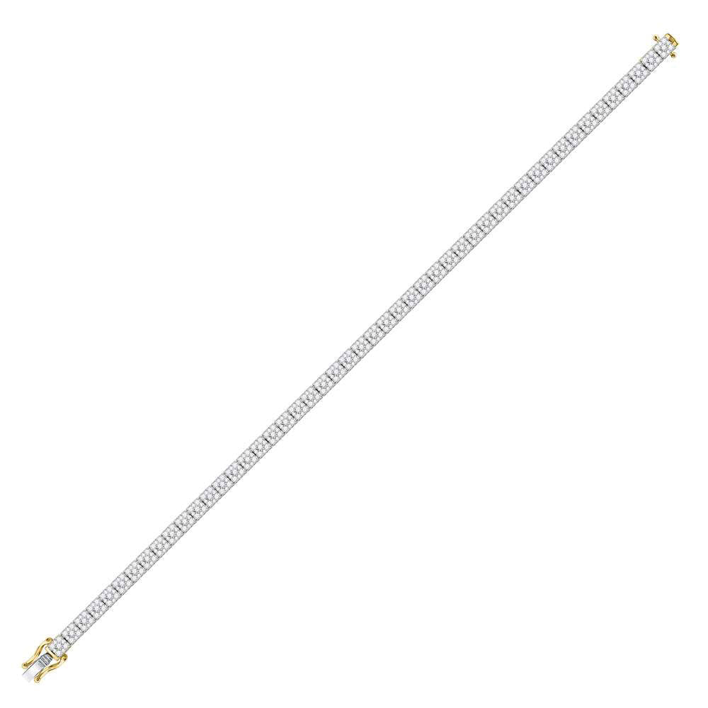 10kt Yellow Gold Mens Round Diamond Link Solitaire Bracelet 4-3/4 Cttw Daisy Joyeria
