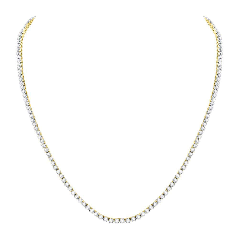 10kt Yellow Gold Mens Round Diamond Solitaire Linked 22"" Necklace 10-1/2 Cttw Daisy Joyeria