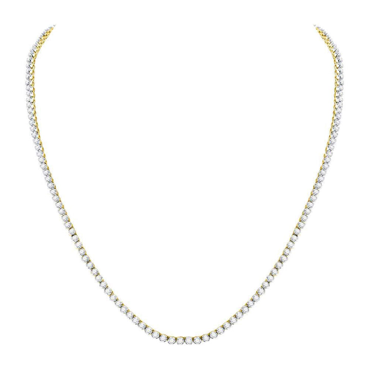 10kt Yellow Gold Mens Round Diamond Solitaire Linked 22"" Necklace 10-1/2 Cttw Daisy Joyeria
