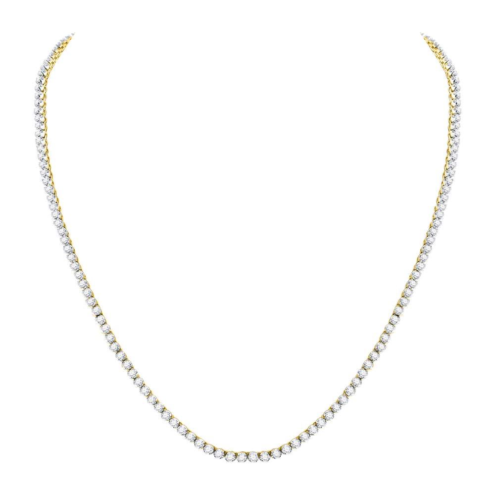 10kt Yellow Gold Mens Round Diamond Solitaire Linked 22"" Necklace 10-1/2 Cttw Daisy Joyeria