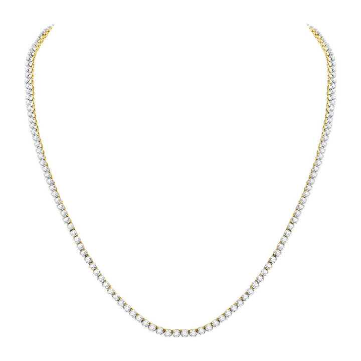 10kt Yellow Gold Mens Round Diamond Solitaire Linked 22"" Necklace 10-1/2 Cttw Daisy Joyeria