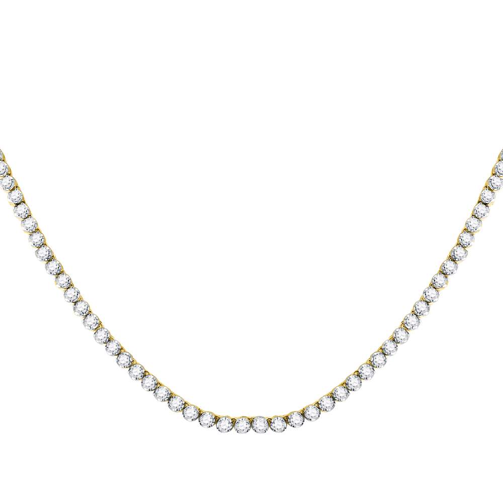 10kt Yellow Gold Mens Round Diamond Solitaire Linked 22"" Necklace 10-1/2 Cttw Daisy Joyeria