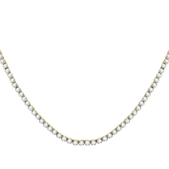 10kt Yellow Gold Mens Round Diamond Solitaire Linked 22"" Necklace 10-1/2 Cttw Daisy Joyeria