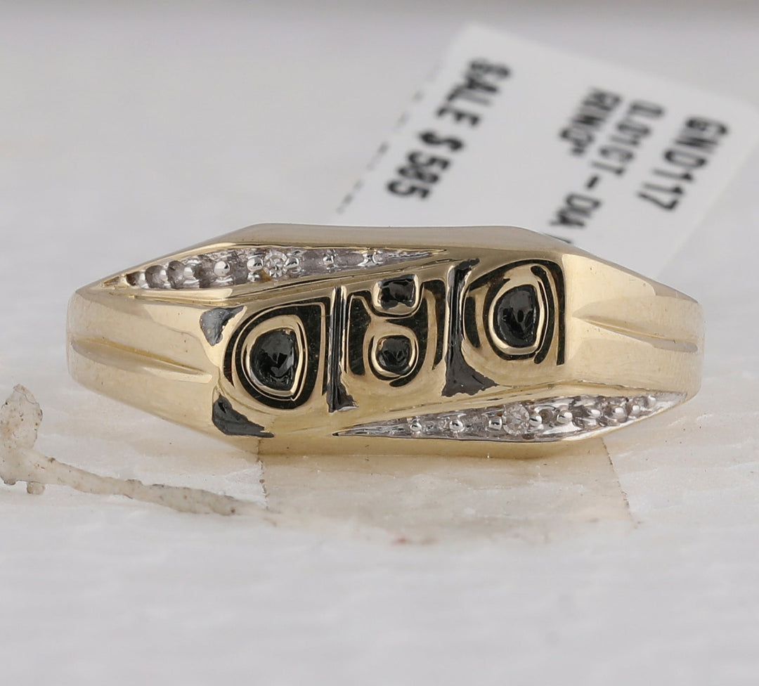 10kt Yellow Gold Mens Round Diamond Dad Father Band Ring .01 Cttw 10 Daisy Joyeria