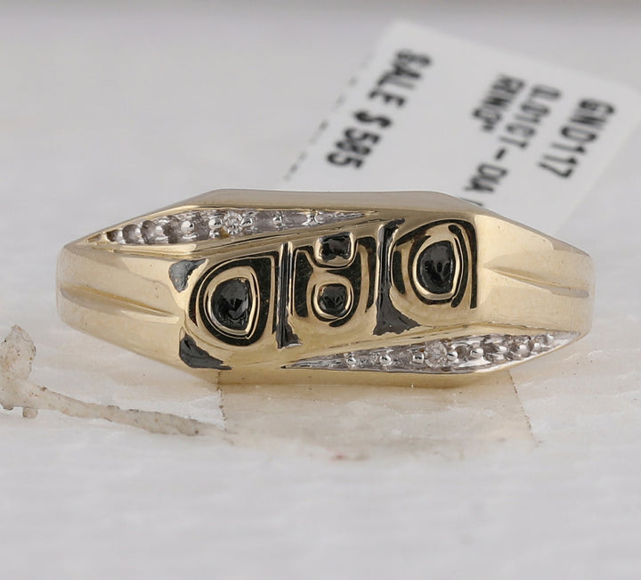 10kt Yellow Gold Mens Round Diamond Dad Father Band Ring .01 Cttw 10 Daisy Joyeria