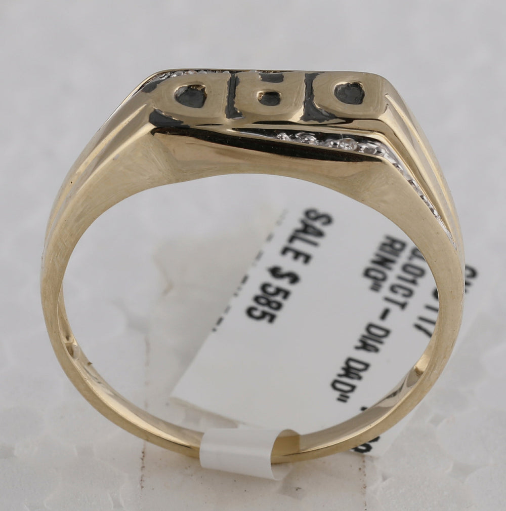 10kt Yellow Gold Mens Round Diamond Dad Father Band Ring .01 Cttw 10 Daisy Joyeria