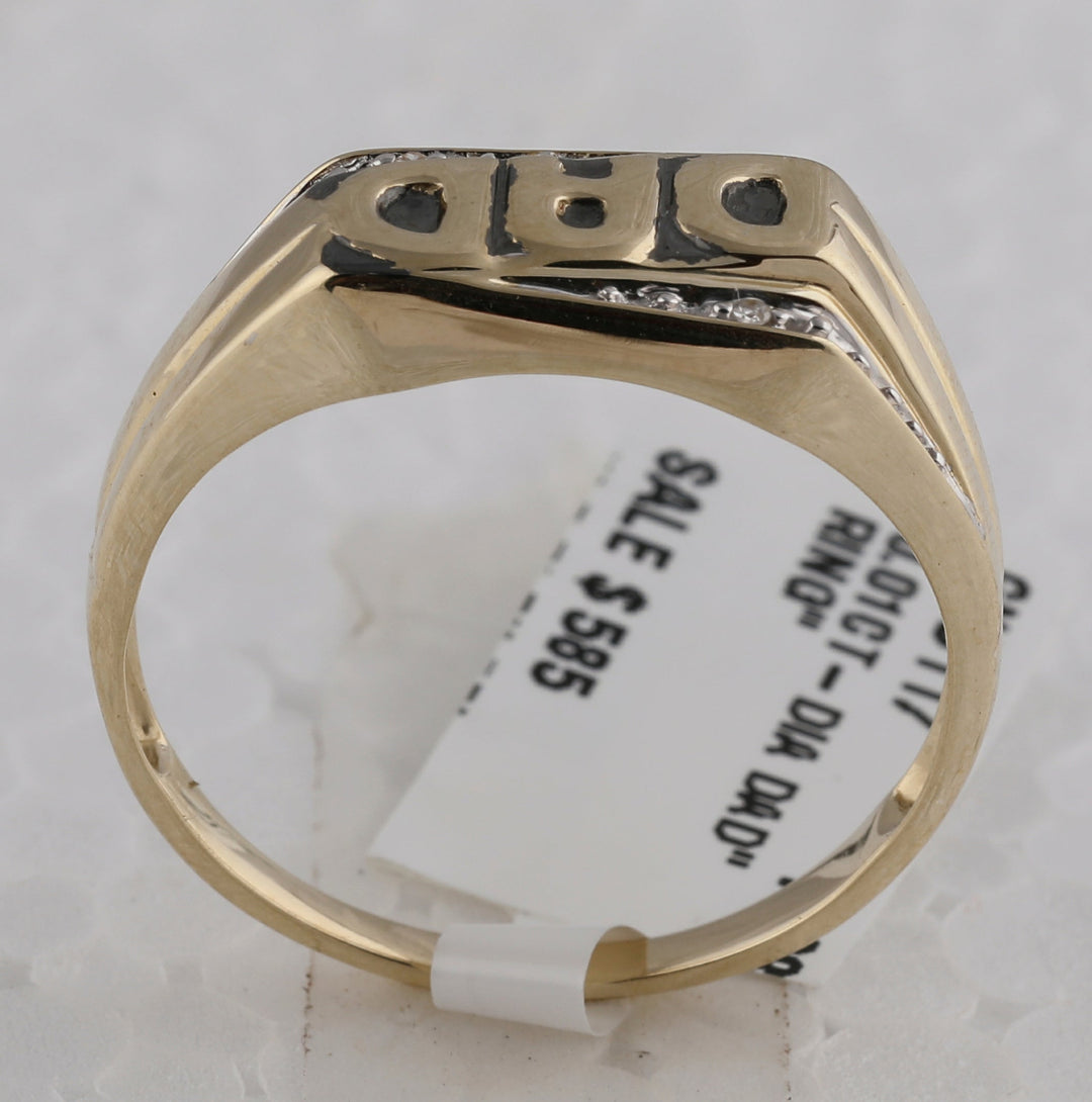 10kt Yellow Gold Mens Round Diamond Dad Father Band Ring .01 Cttw 10 Daisy Joyeria