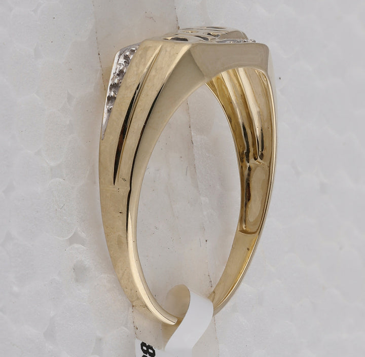 10kt Yellow Gold Mens Round Diamond Dad Father Band Ring .01 Cttw 10 Daisy Joyeria