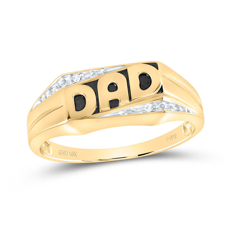 10kt Yellow Gold Mens Round Diamond Dad Father Band Ring .01 Cttw 10 Daisy Joyeria