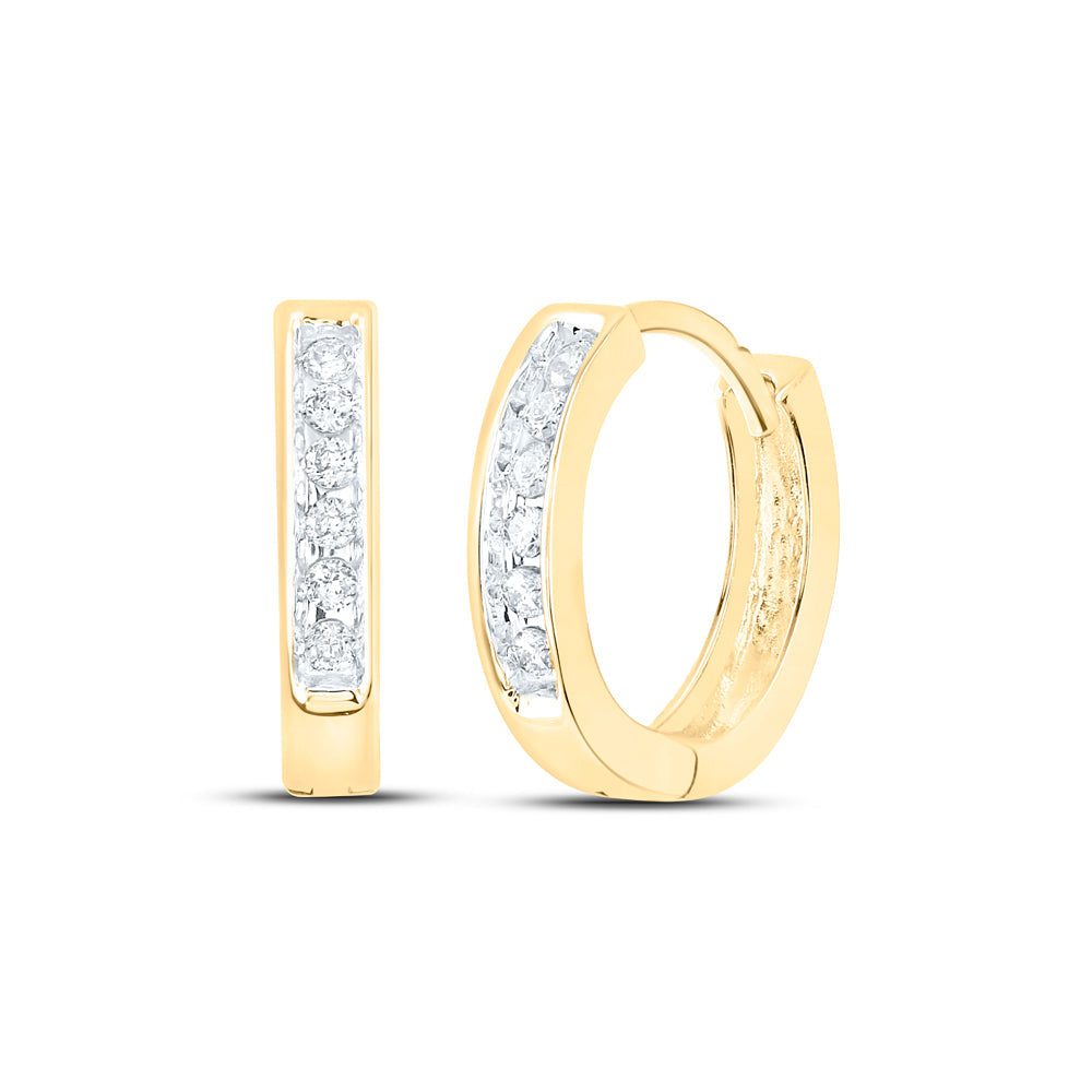 10kt Yellow Gold Womens Round Diamond Hoop Earrings 1/8 Cttw Daisy Joyeria