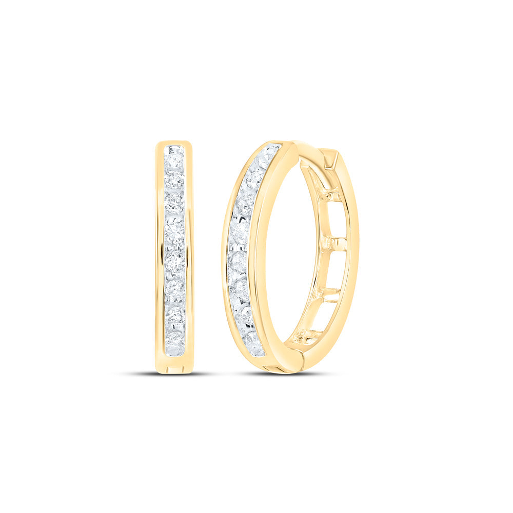 10kt Yellow Gold Womens Round Diamond Hoop Earrings 1/5 Cttw Daisy Joyeria