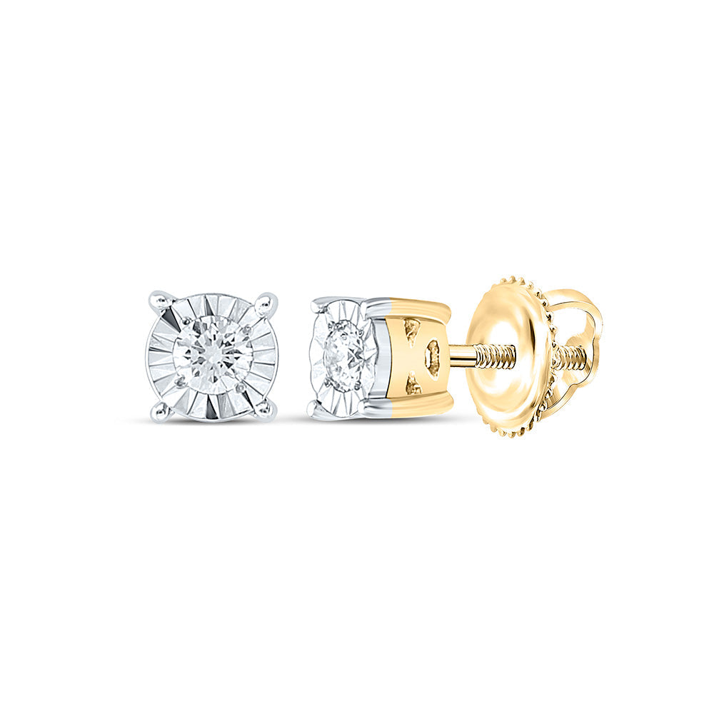 10kt Yellow Gold Womens Round Diamond Solitaire Stud Earrings 1/10 Cttw Daisy Joyeria