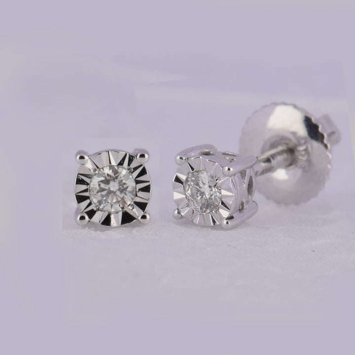 10kt White Gold Womens Round Diamond Solitaire Stud Earrings 1/10 Cttw Daisy Joyeria