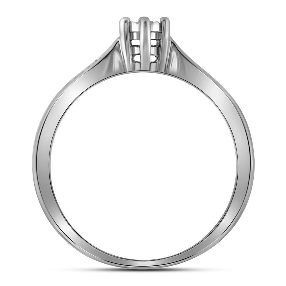 Sterling Silver Womens Round Diamond Solitaire Bridal Wedding Engagement Ring 1/20 Cttw 7 Daisy Joyeria