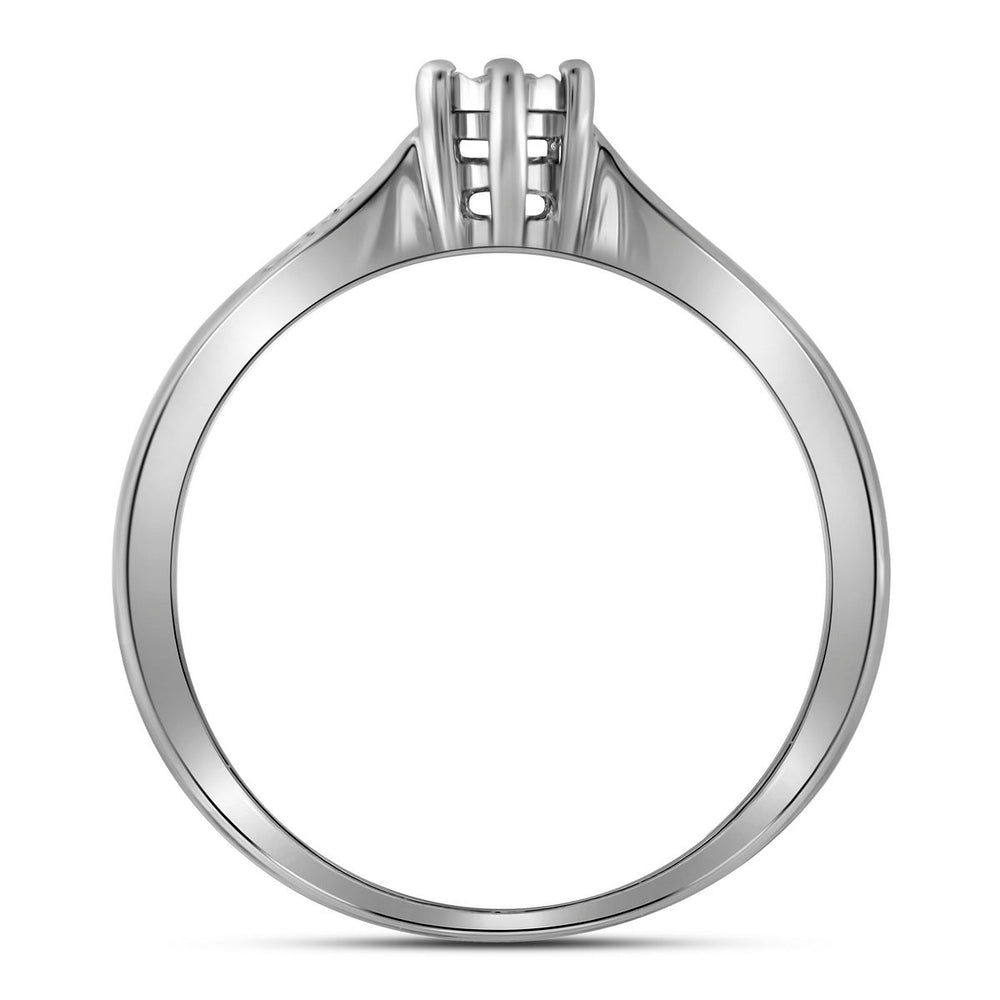 Sterling Silver Womens Round Diamond Solitaire Bridal Wedding Engagement Ring 1/20 Cttw 7 Daisy Joyeria