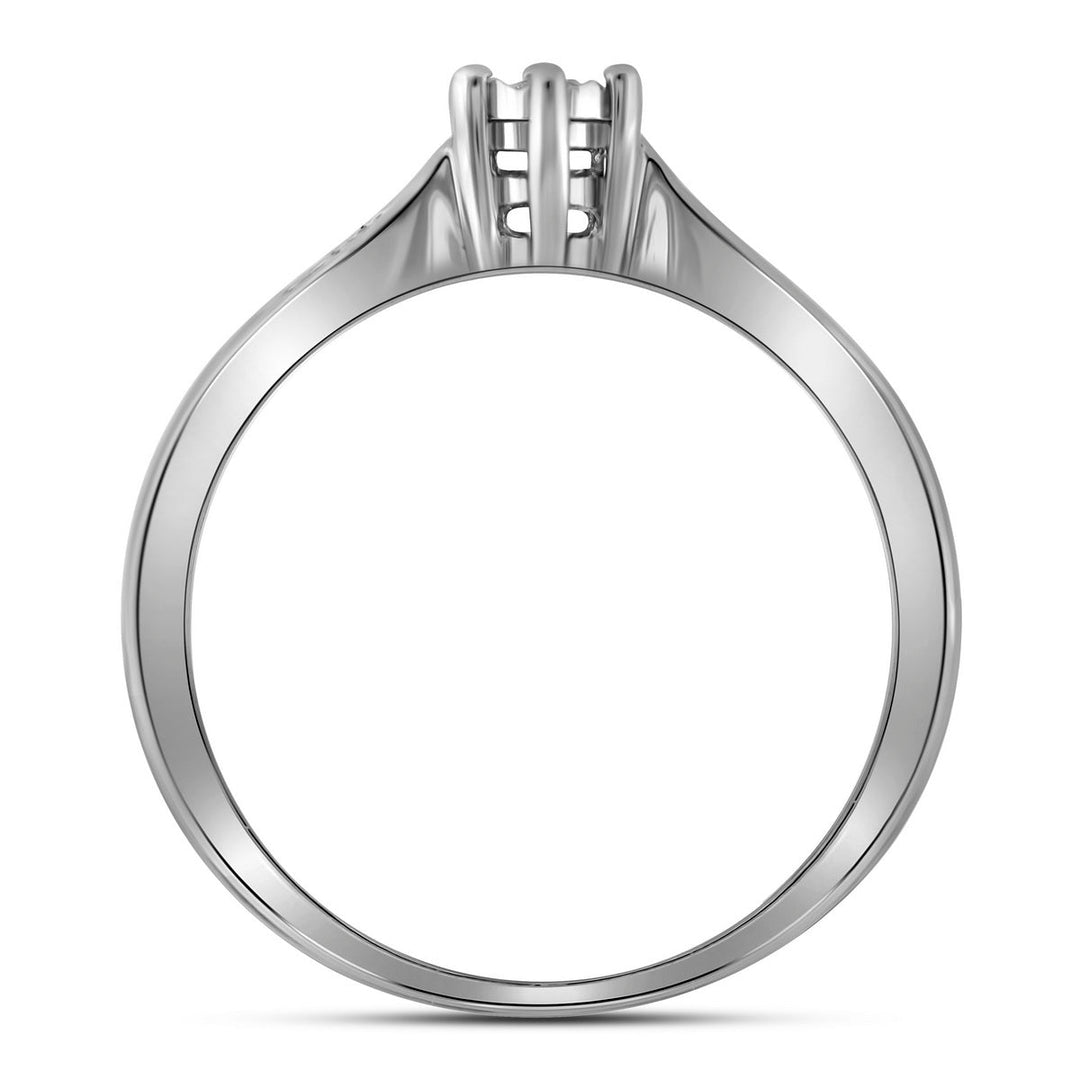 Sterling Silver Womens Round Diamond Solitaire Bridal Wedding Engagement Ring 1/20 Cttw 7 Daisy Joyeria