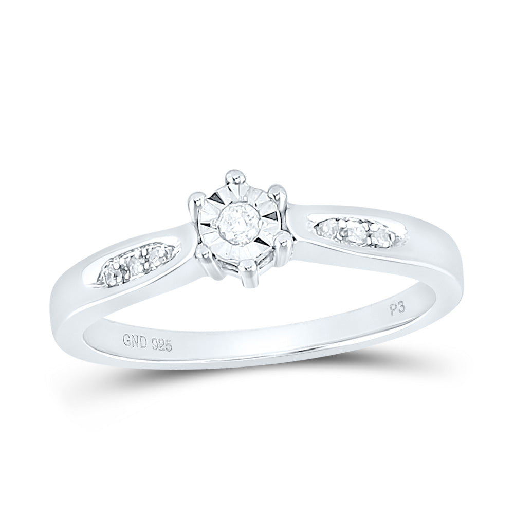 Sterling Silver Womens Round Diamond Solitaire Bridal Wedding Engagement Ring 1/20 Cttw 7 Daisy Joyeria