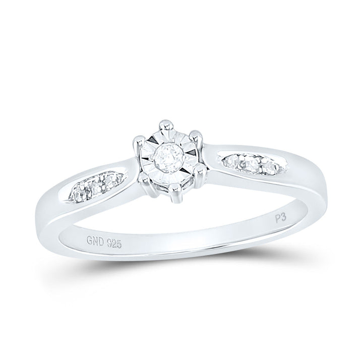 Sterling Silver Womens Round Diamond Solitaire Bridal Wedding Engagement Ring 1/20 Cttw 7 Daisy Joyeria