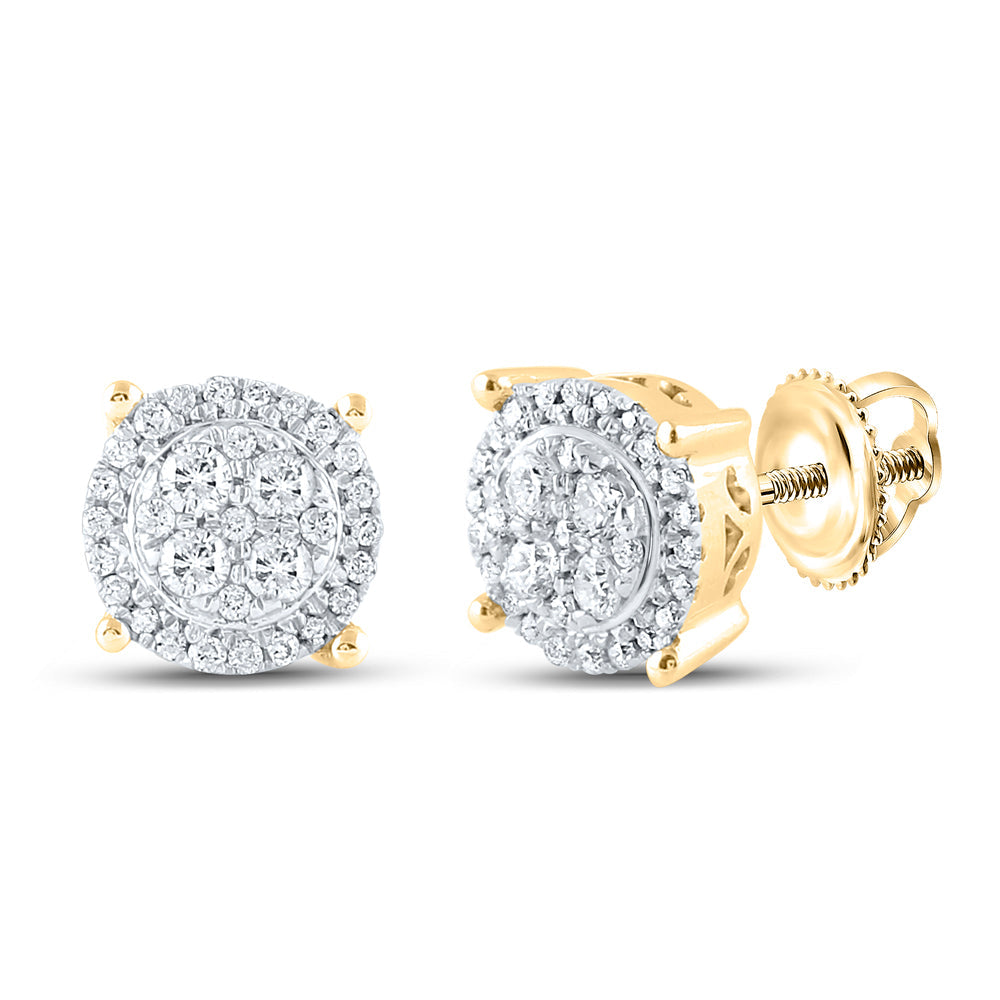 CINDYÂS DREAM COLLECTION (MAKE YOUR FAIRY TALE DREAMS COME TRUE !) 10kt White Gold Womens Round Diamond Cluster Earrings 1/4 C Daisy Joyeria