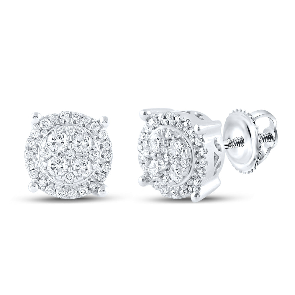 CINDYÂS DREAM COLLECTION (MAKE YOUR FAIRY TALE DREAMS COME TRUE!) 10kt White Gold Womens Round Diamond Cluster Earrings 1/4 Ct Daisy Joyeria