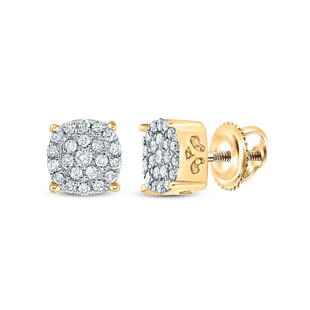 10kt Yellow Gold Womens Round Diamond Cindys Dream Cluster Earrings 1/8 Cttw Daisy Joyeria