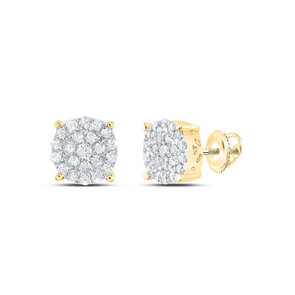 10kt Yellow Gold Womens Round Diamond Cindy's Dream Cluster Earrings 1/2 Cttw Daisy Joyeria