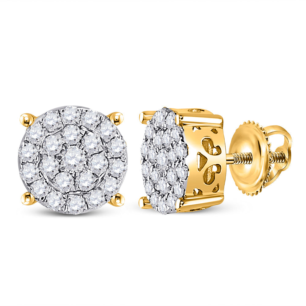 10kt Yellow Gold Womens Round Diamond Cindy's Dream Cluster Earrings 3/4 Cttw Daisy Joyeria