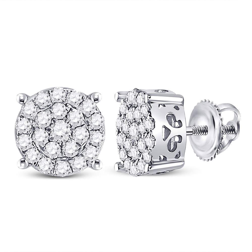 10kt White Gold Womens Round Diamond Cindy's Dream Cluster Earrings 3/4 Cttw Daisy Joyeria