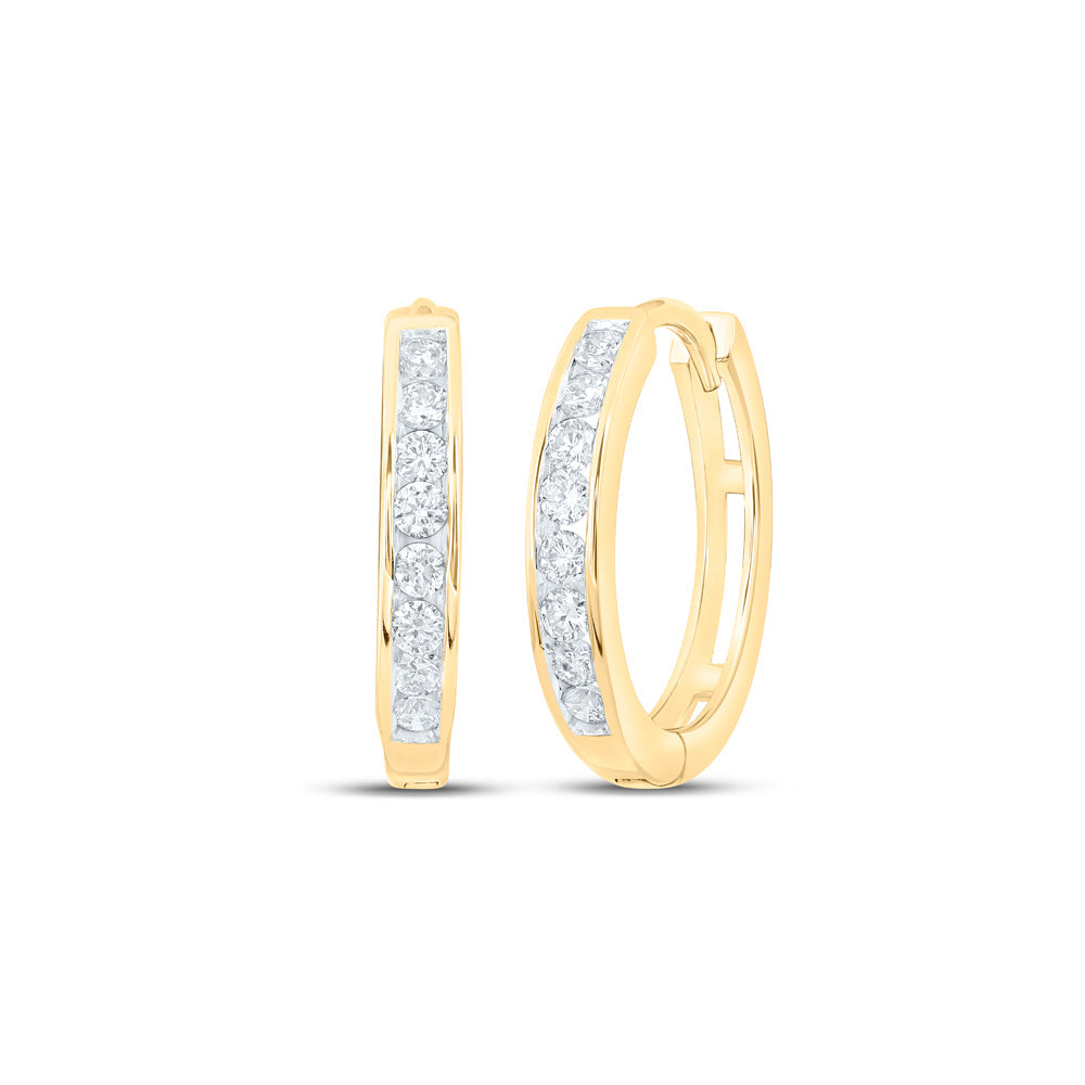 10kt Yellow Gold Womens Round Diamond Hoop Earrings 1/4 Cttw Daisy Joyeria