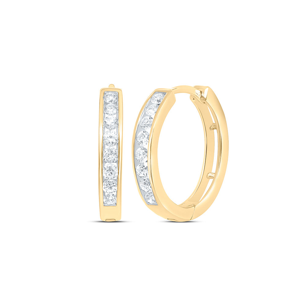 10kt Yellow Gold Womens Round Diamond Timeless Hoop Earrings 1/2 Cttw Daisy Joyeria