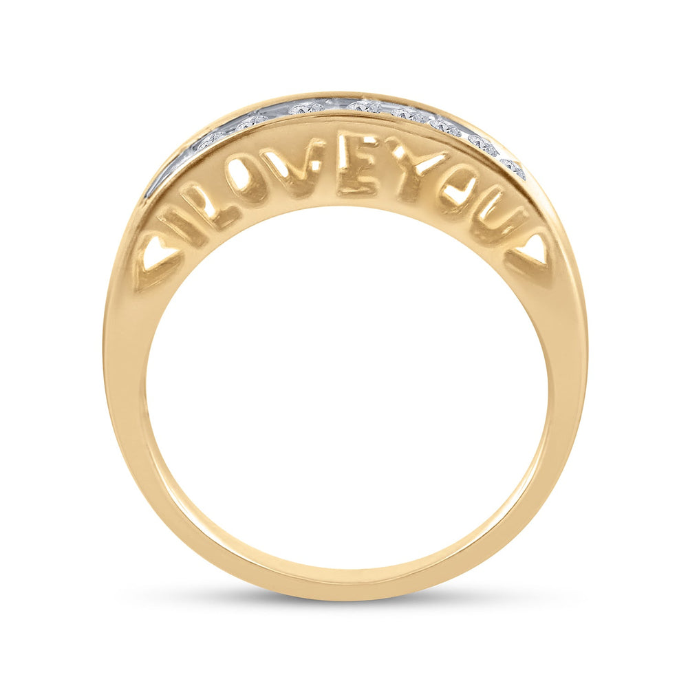 10kt Yellow Gold Womens Round Diamond I Love You Band 1/5 Cttw 7 Daisy Joyeria