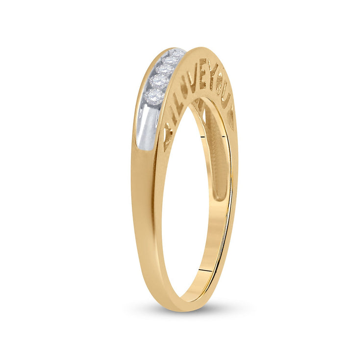 10kt Yellow Gold Womens Round Diamond I Love You Band 1/5 Cttw 7 Daisy Joyeria
